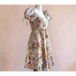 Abercrombie & Fitch Multicolor Floral Short Puff Sleeve Cottage Core Mini Dress